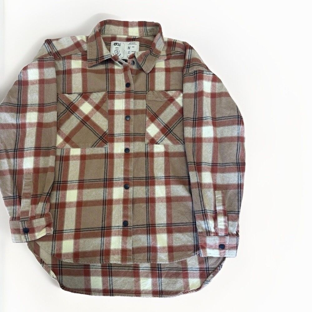 Picture Organic Clothing Donis Shirt Jacket Plaid Brown Womens Medium EUC
